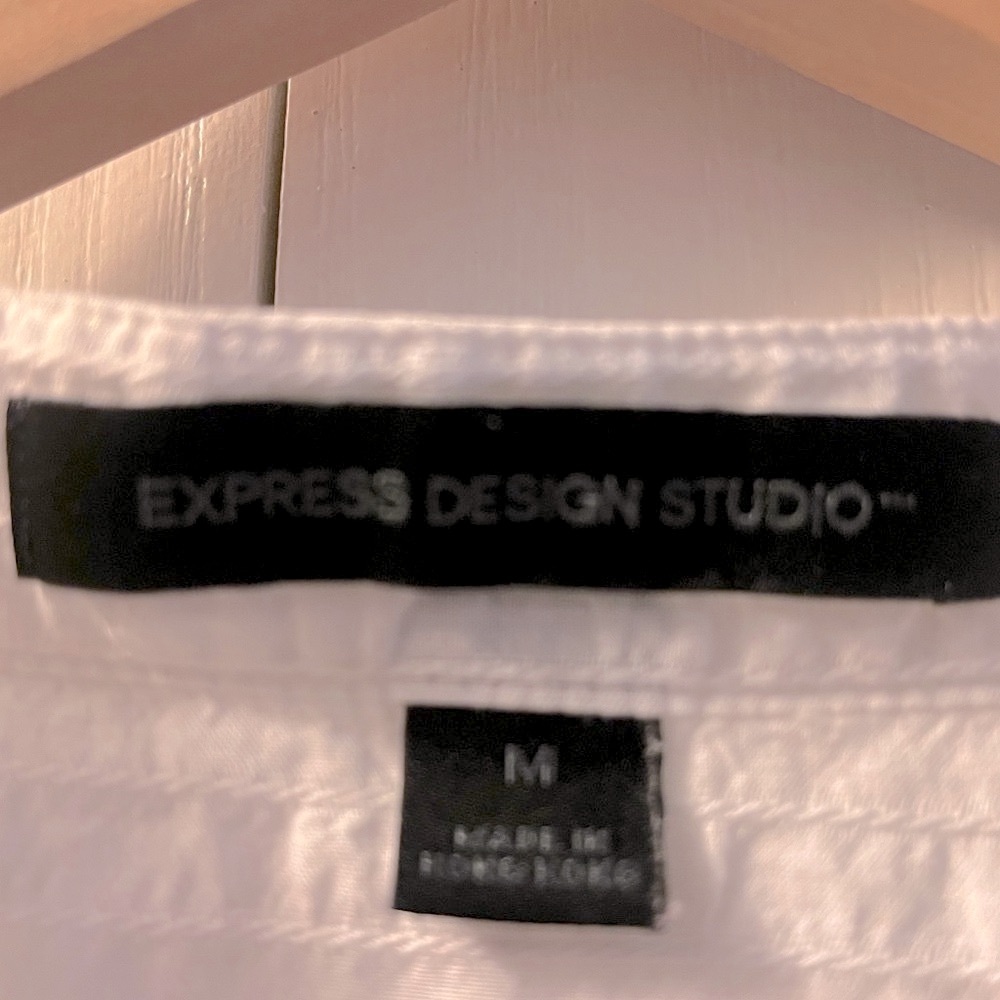 Express White Button Down Women's Shirt - Picture 3 of 4